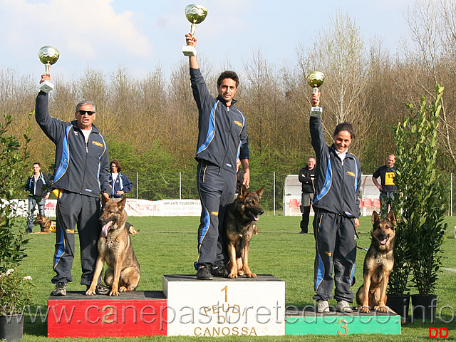 261.jpg - Podio IPO1: 1°Giacobbe con Vito, 2° Barbanera con Fly, 3° Menghi con Holly, tutti  cani con affisso XMas